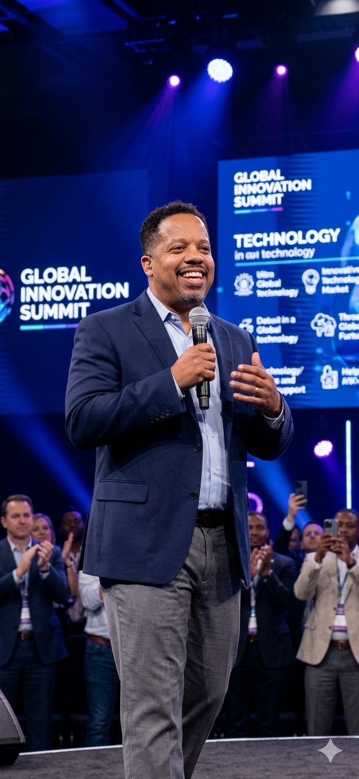 Stone (Brian Arradondo) speaking on stage